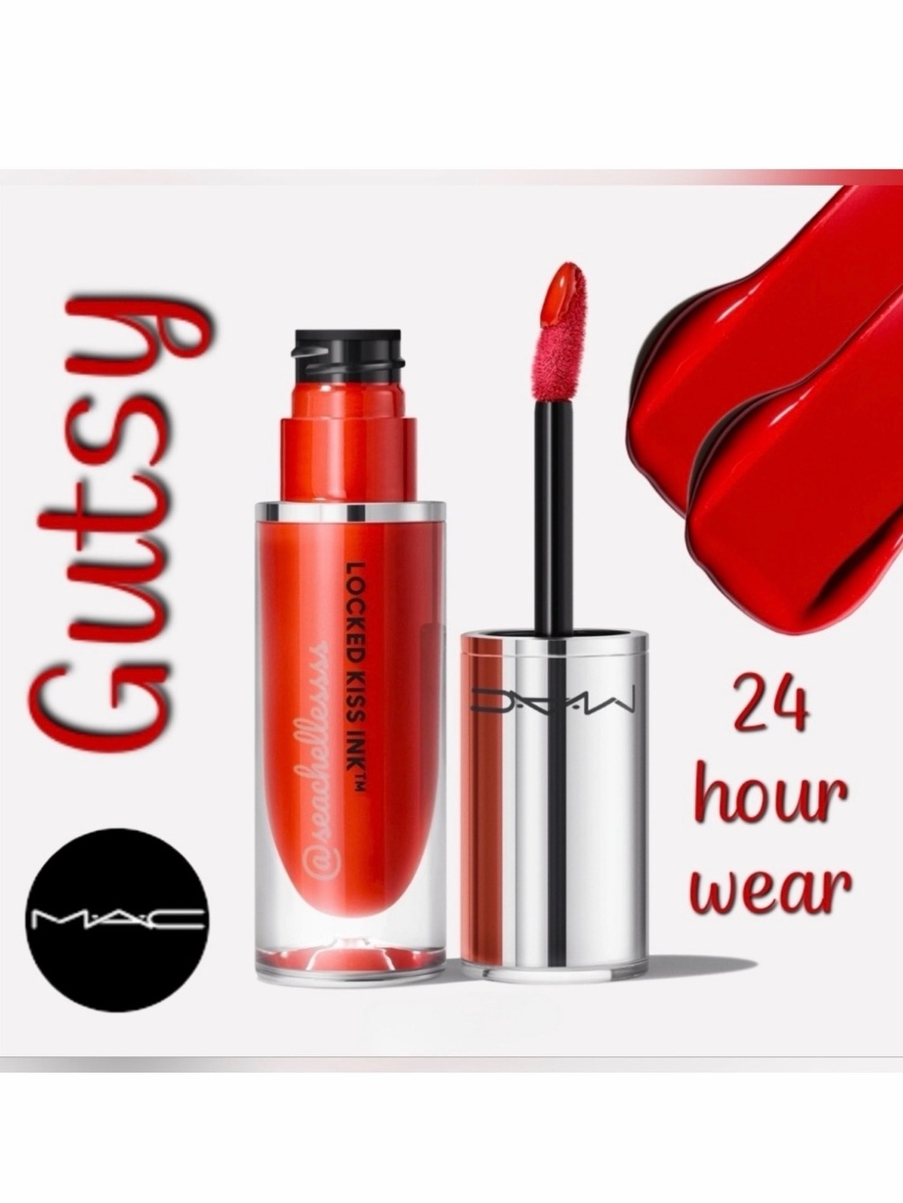 Mac Locked Kiss Ink 24 Hour Wear Gutsy Tomato Red Brand New In Box Full Size